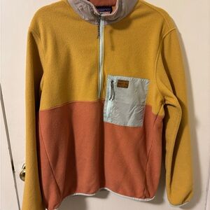 Patagonia Mustard Yellow and Rust Orange Zip-Up Fleece Pullover